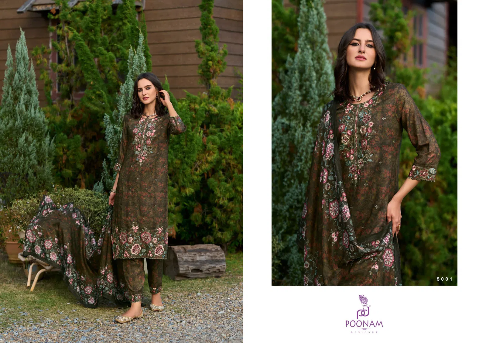 Glam By Poonam Muslin Digital Printed Kurti With Bottom Dupatta Wholesale Online